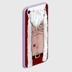 Чехол для iPhone 5/5S матовый Прикольный костюм санта клауса - голое тело - фото 2