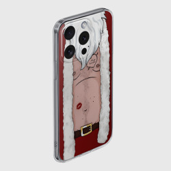 Чехол для iPhone 15 Pro Max силиконовый с защитой камеры Прикольный костюм санта клауса - голое тело - фото 2