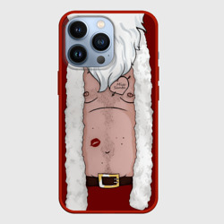 Чехол для iPhone 13 Pro Прикольный костюм санта клауса - голое тело