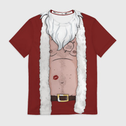 Мужская футболка 3D Прикольный костюм санта клауса - голое тело