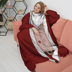 Плед с рукавами Прикольный костюм санта клауса - голое тело - фото 2