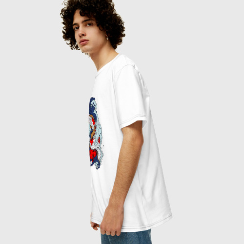 Мужская футболка хлопок Oversize с принтом Японские рыбки - карпы кои, вид сбоку #3