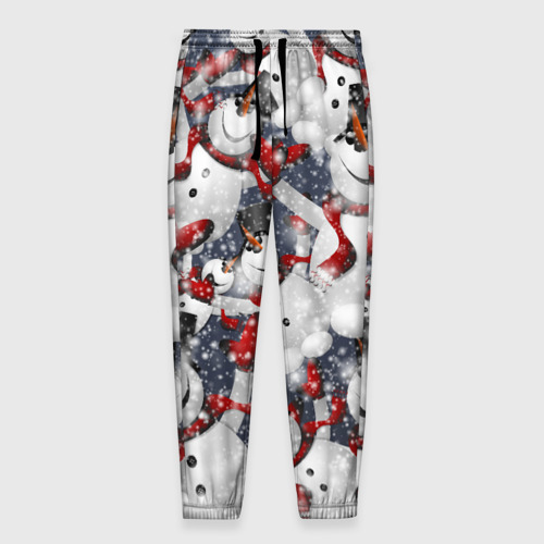 Мужские брюки 3D Зимний паттерн со снеговиками, цвет 3D печать