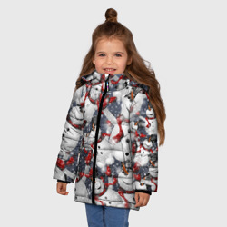 Зимняя куртка для девочек 3D Зимний паттерн со снеговиками - фото 2
