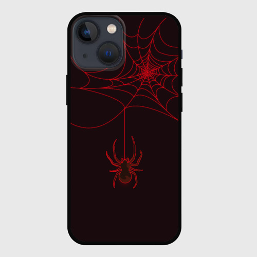 Чехол для iPhone 13 mini с принтом Красная паутина, вид спереди #2