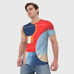Мужская футболка 3D Геометрическая абстракция с кругами и полосками - фото 2