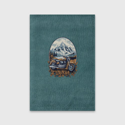 Обложка для паспорта матовая кожа Ретро мотоцикл на фоне гор