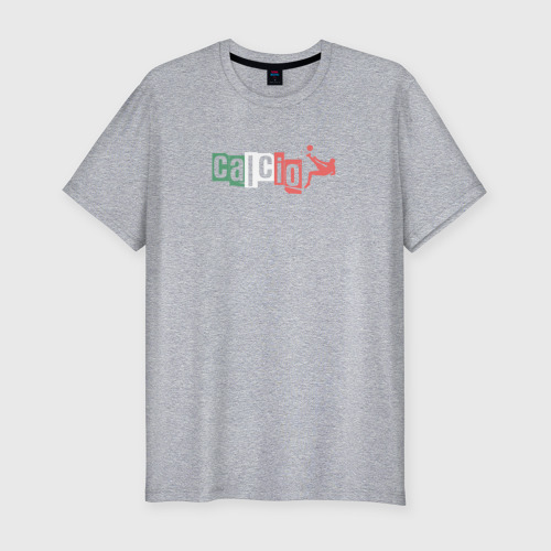 Мужская приталенная футболка из хлопка с принтом Calcio, вид спереди №1
