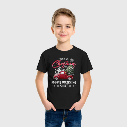 Детская футболка хлопок Movie watching shirt, цвет черный - фото 3