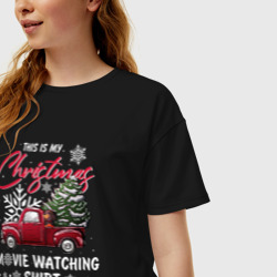 Женская футболка хлопок Oversize Movie watching shirt - фото 2