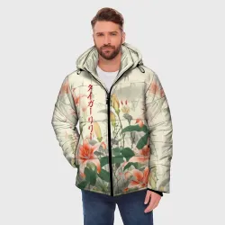 Мужская зимняя куртка 3D Тигровые лилии - японский стиль - фото 2