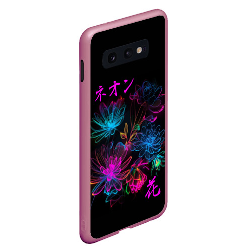 Чехол для Samsung S10E с принтом Неоновые цветы - японский стиль, вид сбоку #3