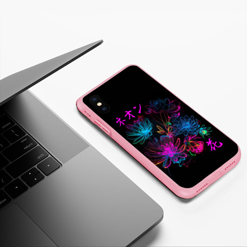 Чехол для iPhone XS Max матовый с принтом Неоновые цветы - японский стиль, фото #5
