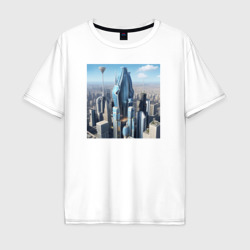 Город из будущего  – Мужская футболка хлопок Oversize с принтом купить со скидкой в -16%