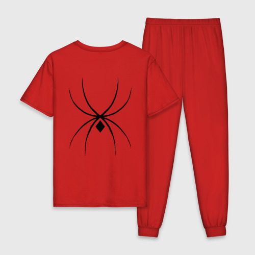 Мужская пижама хлопок Черный паук минимал, цвет красный - фото 2