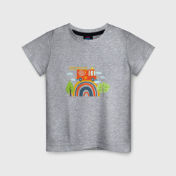 Детская футболка хлопок Пожарная машина едет по радуге 