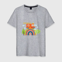 Пожарная машина едет по радуге  – Мужская футболка хлопок с принтом купить со скидкой в -20%
