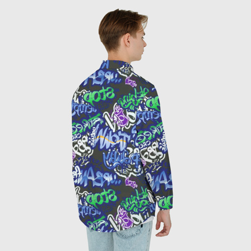 Мужская рубашка oversize 3D с принтом Граффити паттерн, вид сзади #2