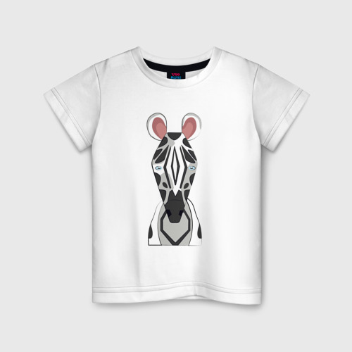 Детская футболка из хлопка с принтом Zebra view, вид спереди №1