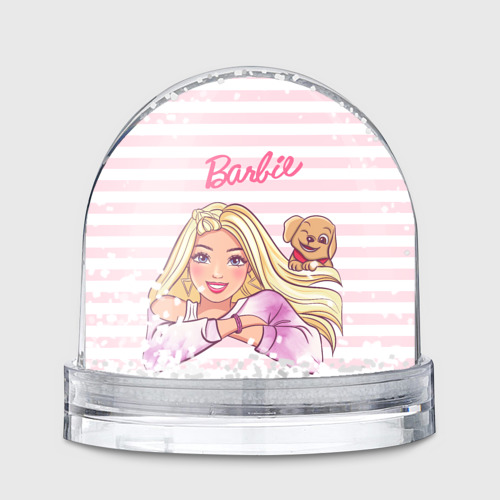 Игрушка Снежный шар Барби с щенком: розово-белая горизонтальная полоска