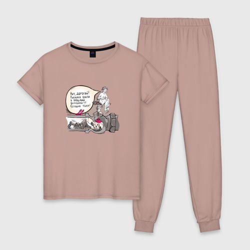 Женская пижама хлопок Нефтепровод и отношения, цвет пыльно-розовый