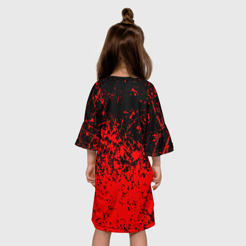 Детское платье 3D с принтом Ссср в красках серп и молот, вид сзади #2