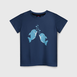 Дельфинчики и пузырьки – Детская футболка хлопок с принтом купить со скидкой в -20%