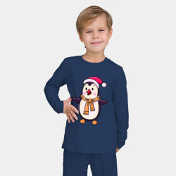 Детская пижама с лонгсливом хлопок Праздничный пингвин - фото 2