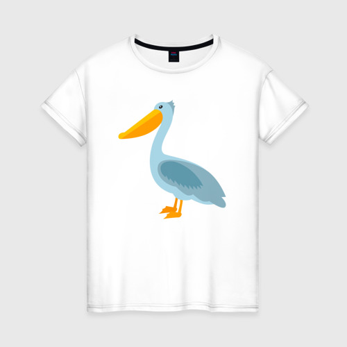 Женская футболка из хлопка с принтом Пеликан, вид спереди №1