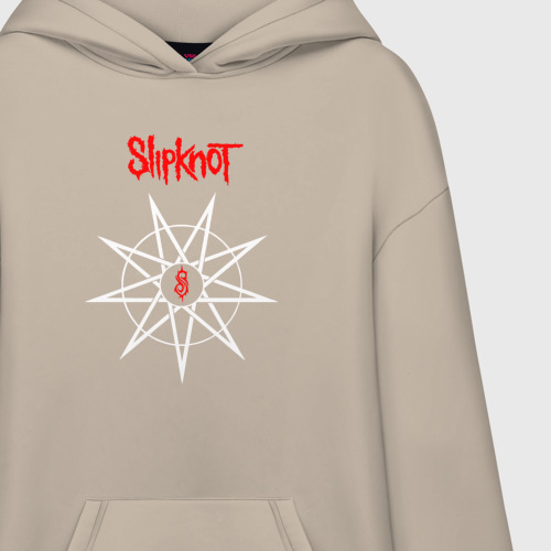 Худи SuperOversize хлопок Slipknot  ню-метал, цвет миндальный - фото 3