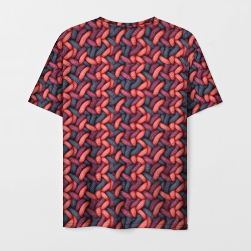 Мужская футболка 3D с принтом Вязание текстура, вид сзади #1