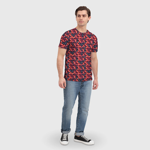 Мужская футболка 3D с принтом Вязание текстура, вид сбоку #3