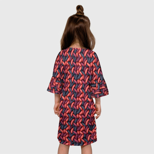 Детское платье 3D с принтом Вязание текстура, вид сзади #2