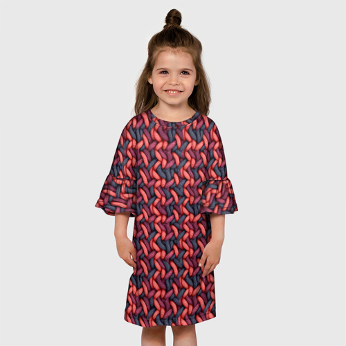 Детское платье 3D с принтом Вязание текстура, вид сбоку #3