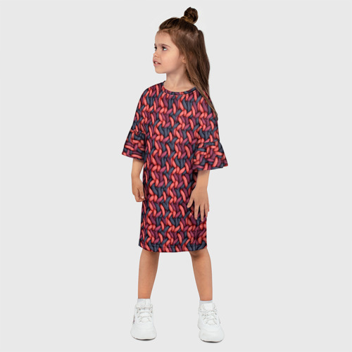 Детское платье 3D с принтом Вязание текстура, фото на моделе #1