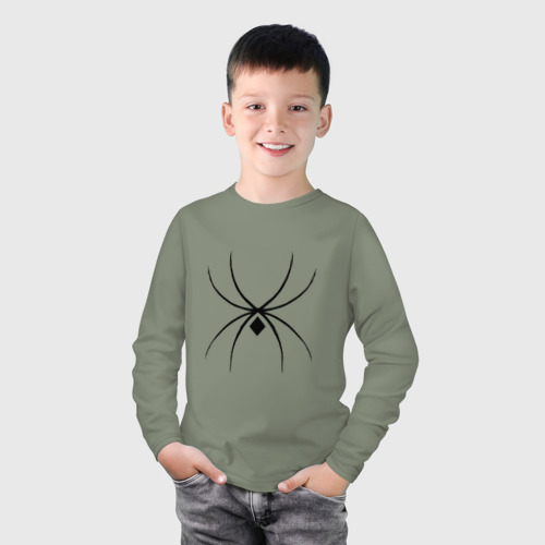 Детский лонгслив хлопок Черный паук , цвет авокадо - фото 3