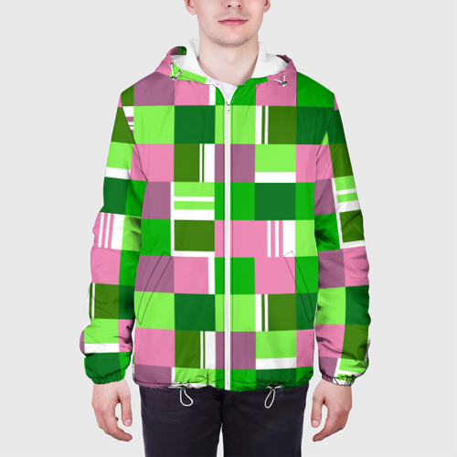 Мужская куртка 3D Ретро квадраты ванильные, цвет 3D печать - фото 4