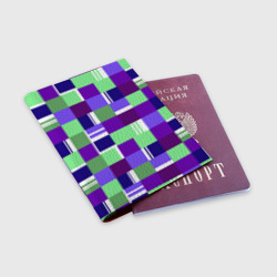 Обложка для паспорта матовая кожа Ретро квадраты баклажановые - фото 2