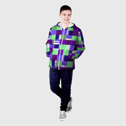 Мужская куртка 3D Ретро квадраты баклажановые - фото 2