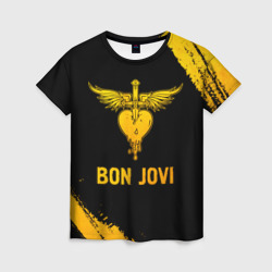 Женская футболка 3D Bon Jovi - gold gradient