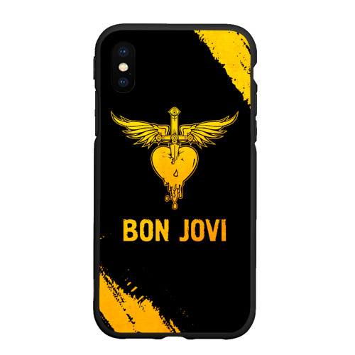 Чехол для iPhone XS Max матовый Bon Jovi - gold gradient