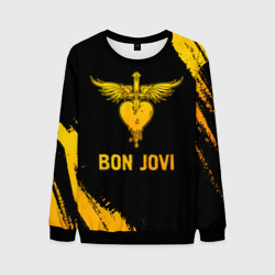 Мужской свитшот 3D Bon Jovi - gold gradient