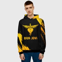 Мужская толстовка 3D Bon Jovi - gold gradient - фото 2