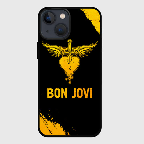 Чехол для iPhone 13 mini Bon Jovi - gold gradient