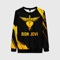 Женский свитшот 3D Bon Jovi - gold gradient