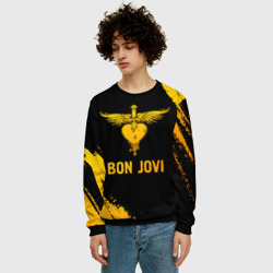 Мужской свитшот 3D Bon Jovi - gold gradient - фото 2