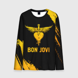 Мужской лонгслив 3D Bon Jovi - gold gradient