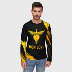 Мужской лонгслив 3D Bon Jovi - gold gradient - фото 2