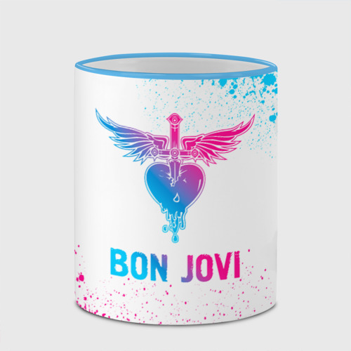 Кружка с полной запечаткой Bon Jovi neon gradient style, цвет Кант небесно-голубой - фото 4