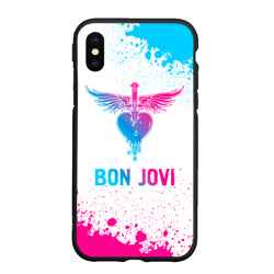 Чехол для iPhone XS Max матовый Bon Jovi neon gradient style